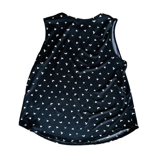 StitchWurks Printed Sleeveless Blouse Black / White / Green Women's Large (L) - Picture 2 of 5